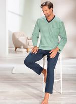 Schlafanzug mit V-Ausschnitt und offenen Abschl&uuml;ssen  