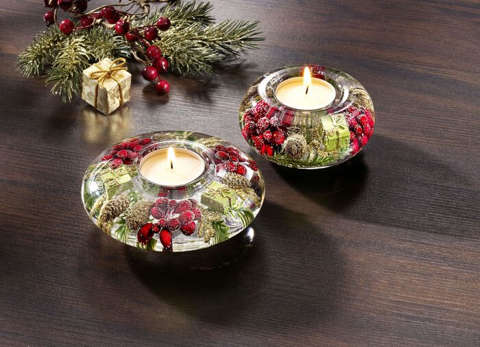 Teelichthalter aus mundgeblasenem Glas 