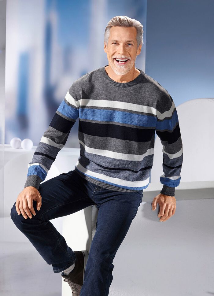 Rundhalspullover mit Strukturmix allover 