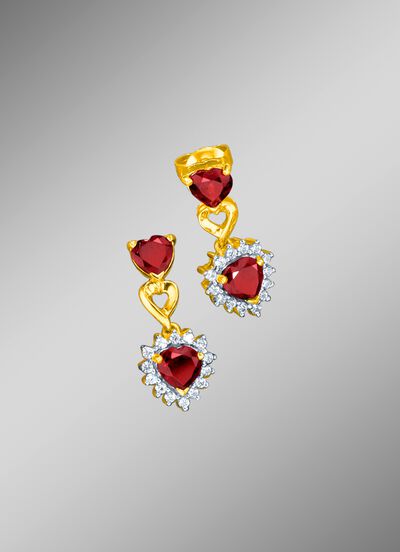 Ohrstecker mit echt Granat und echt Wei&szlig;topas 