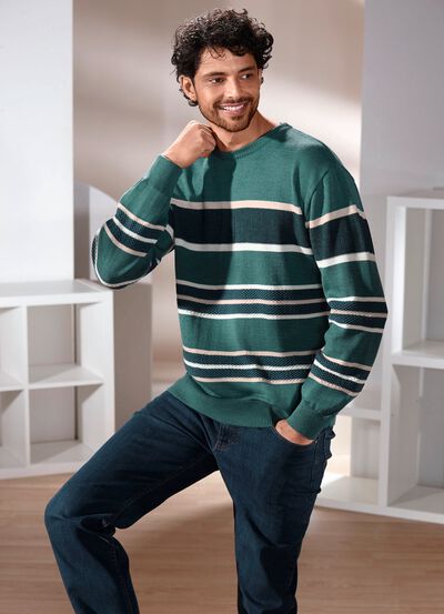 Rundhalspullover in 2 Farben 