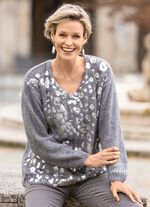 Pullover mit gl&auml;nzendem Foliendruck 