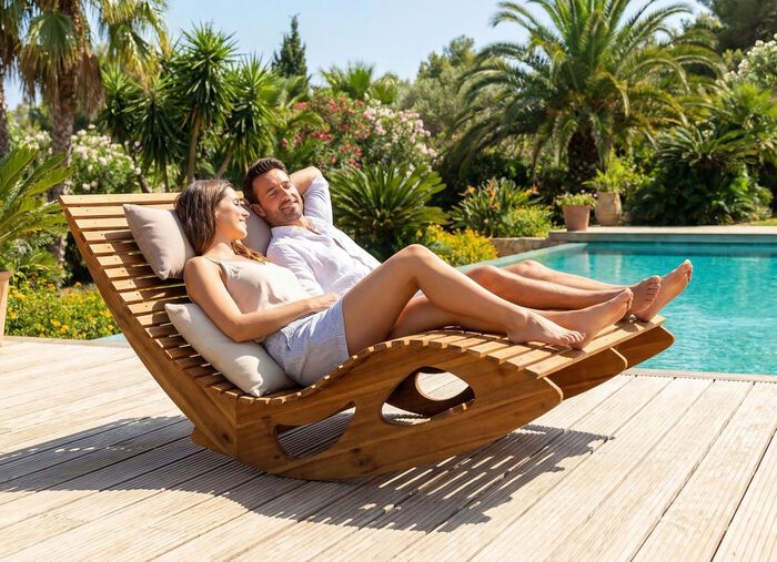 Doppel-Schaukelliege aus Akazienholz 