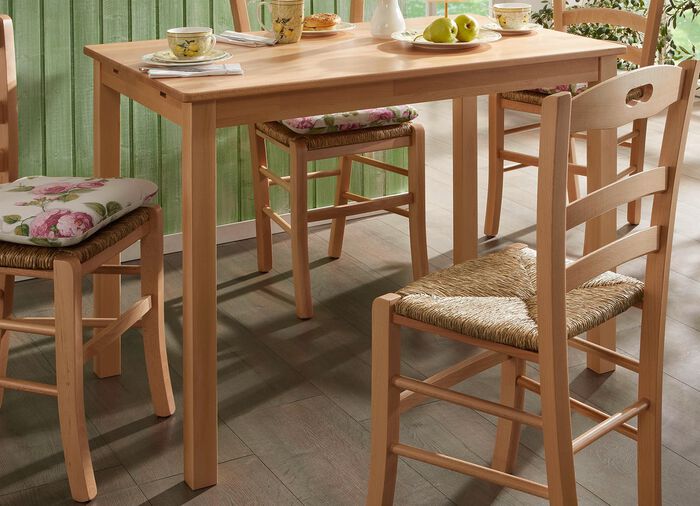 Esstisch aus massiver Buche mit Auszug 