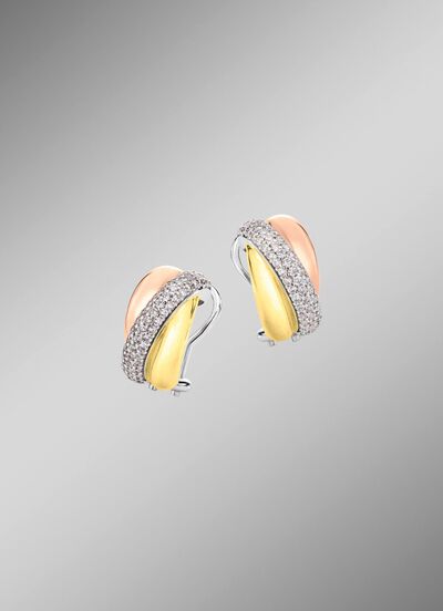 Clipstecker in Tricolor mit synth. Zirkonia 