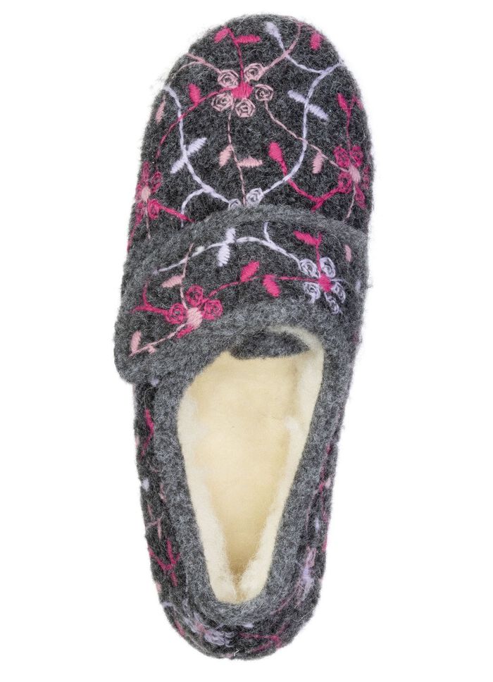 Gef&uuml;tterte Damen-Hausschuhe, mit Klettverschluss 