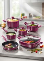 XXL-Topfset mit Antihaft-Keramikbeschichtung und Silikon-Glasdeckeln 