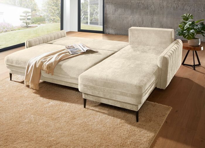 Polsterecke mit Bettfunktion und Bettkasten 