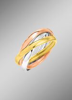 Ineinander verschlungener Damenring in Tricolor 