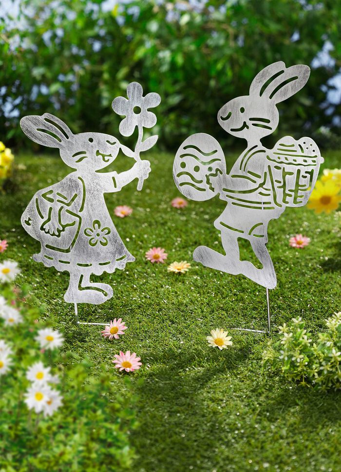 Gartenstecker "Hasenpaar", 2er-Set 