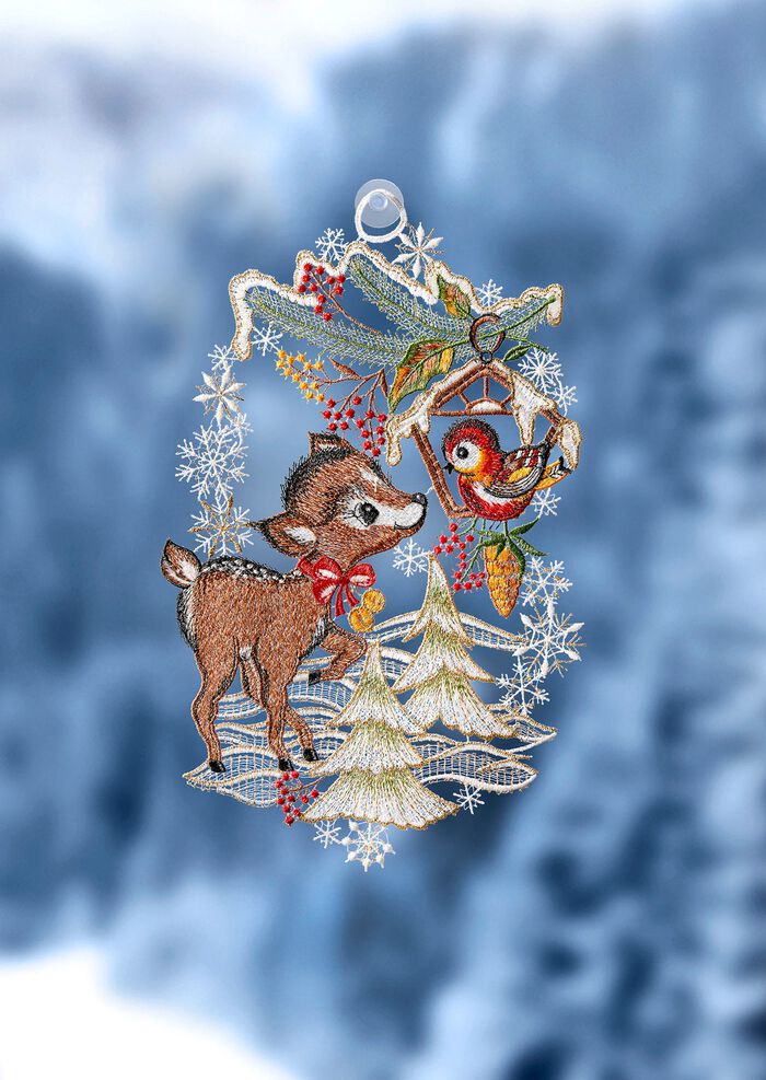 Fensterbild aus Plauener Spitze 