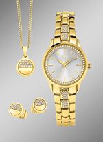 Goldfarbenes Damenuhrset 3-tlg. 