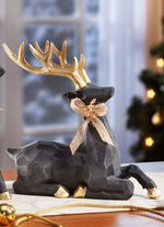 Hirsch mit Hufen und Geweih in goldfarben 