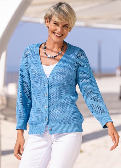 Strickjacke mit Ajourdessin 