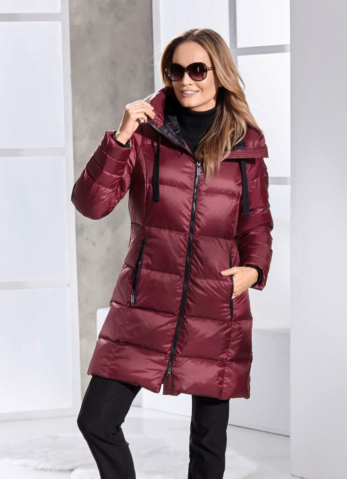 Daunen-Kurzmantel mit fester Kapuze 