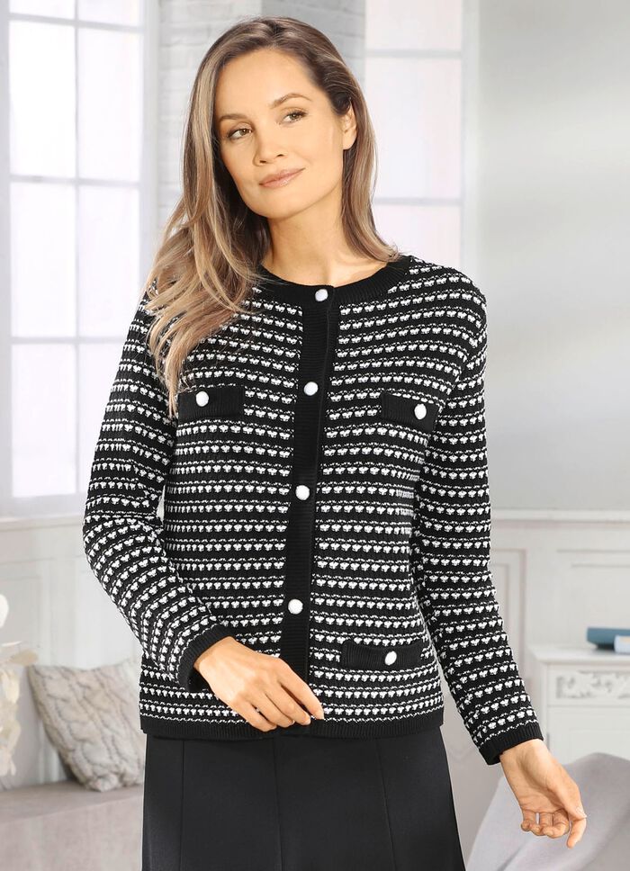 Strickjacke mit aufwendigem Strukturmix 