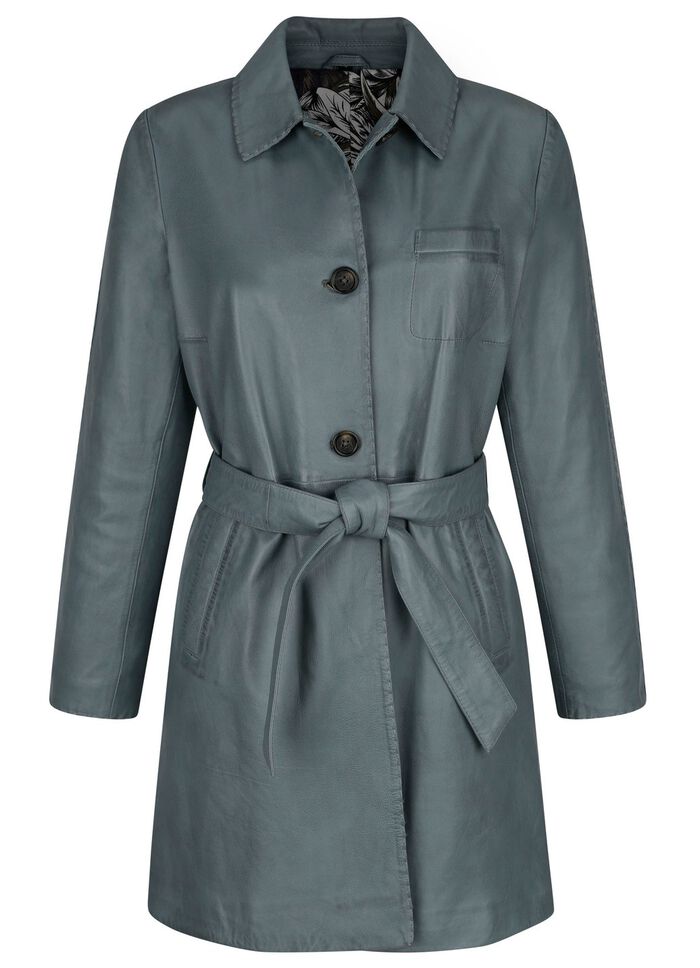 Lederkurzmantel mit Umlegekragen 