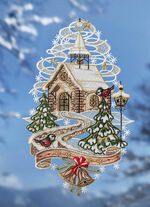 Fensterbild Kapelle aus echter Plauener Spitze 