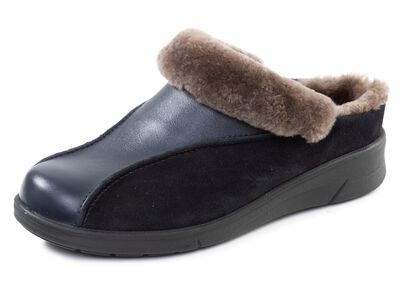 ELENA EDEN, warme Damen-Hausschuhe, Weite H, mit Lammfell 