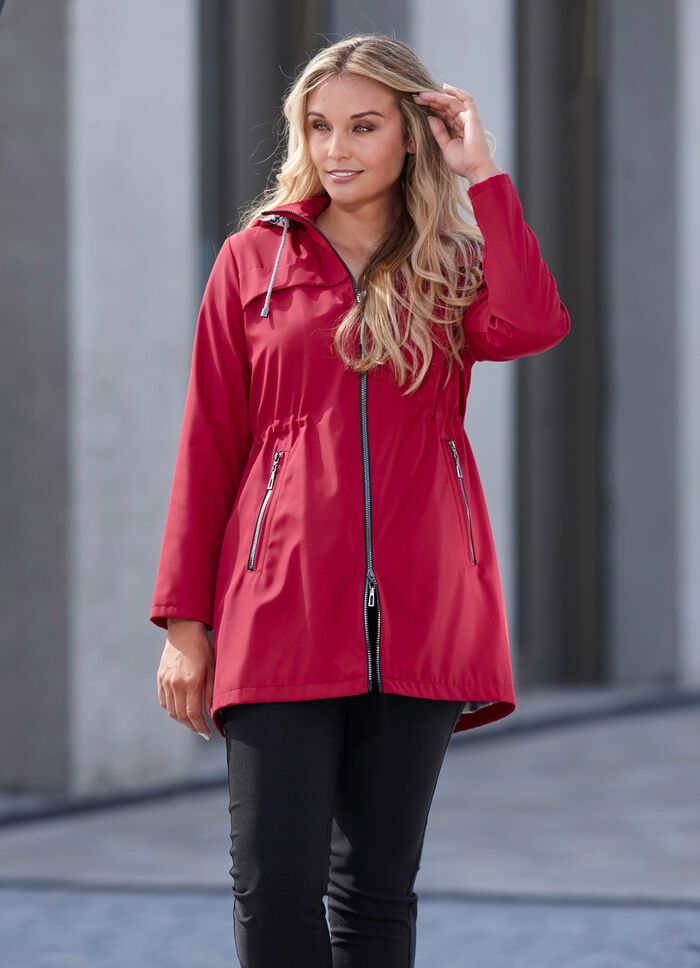 Longjacke mit abnehmbarer Kapuze 