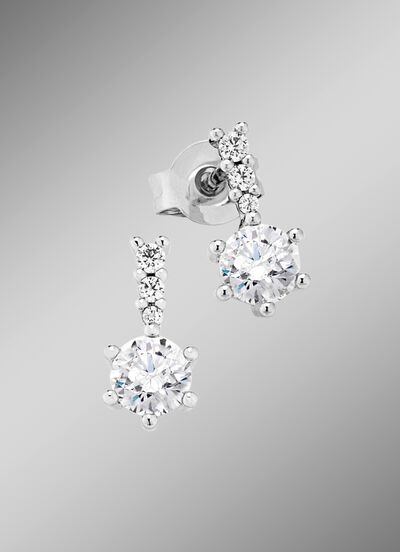 Hochgl&auml;nzende Ohrstecker mit synth. Zirkonia 