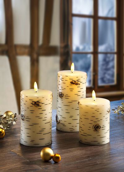 Batteriebetriebene Echtwachskerzen, 3er-Set 