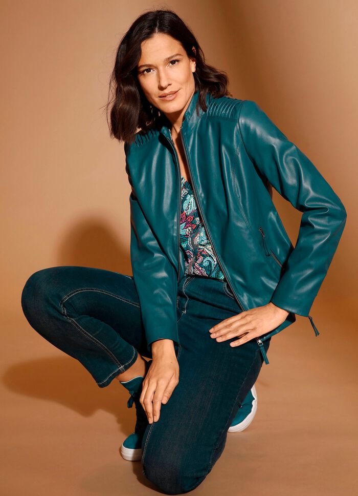 Blazer aus Lederimitat mit Biesenzier 