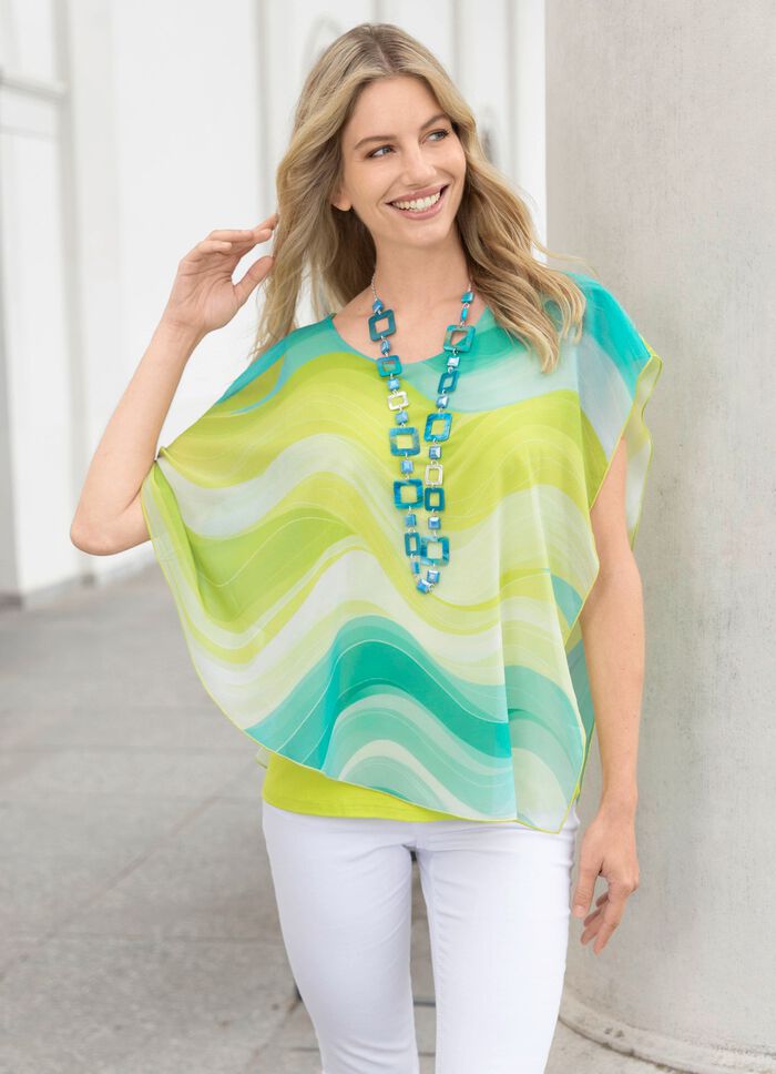 Poncho-Tunika aus Chiffon 