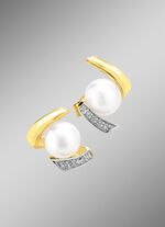 Ohrstecker mit S&uuml;&szlig;wasser-Zuchtperlen und synth. Zirkonia 