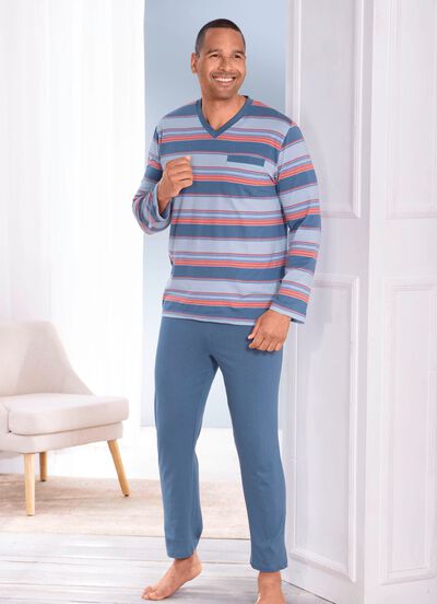 Zweierpack Schlafanz&uuml;ge mit V-Ausschnitt und Brusttasche 