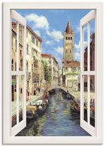 Hochwertiges Leinwandbild Venedig &ndash; mit wei&szlig;em Fenster 