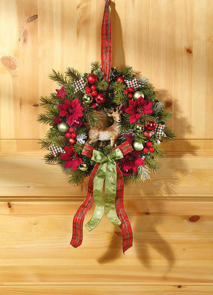 Wandkranz mit Weihnachtssternbl&uuml;ten 