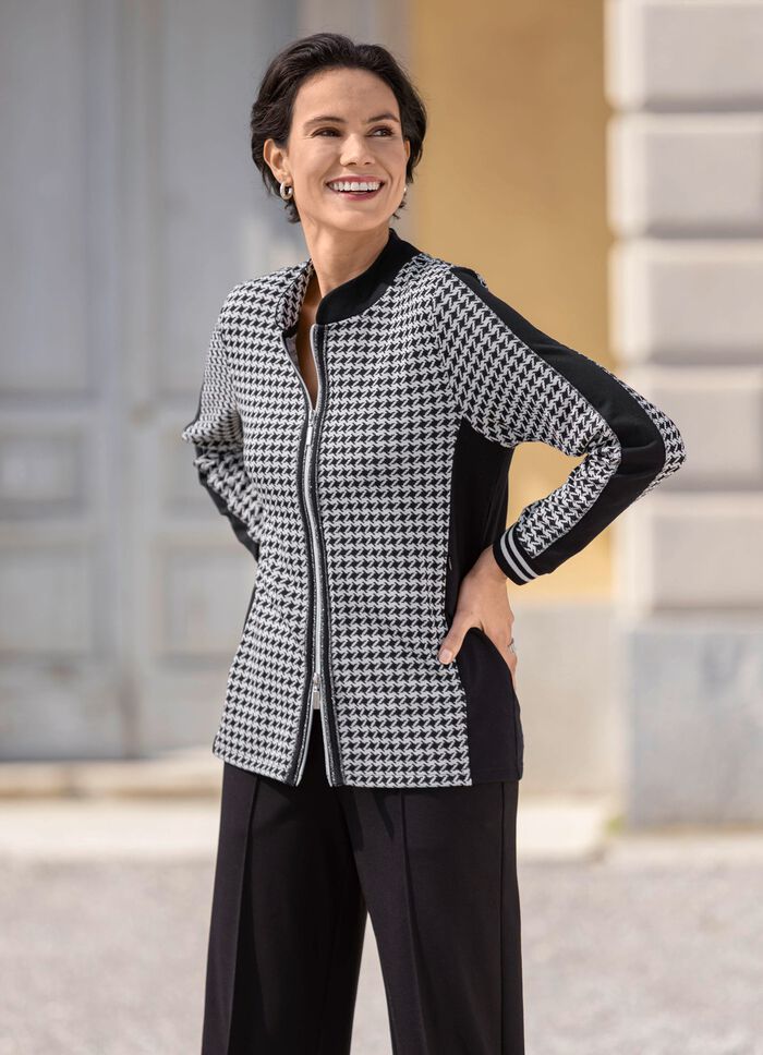 Jacke mit Hahnentritt-Dessin 