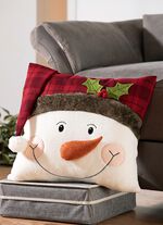 Kissenbezug mit Schneemannapplikation 