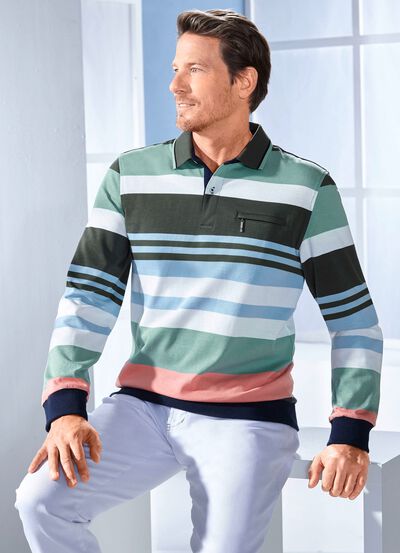Poloshirt mit Rei&szlig;verschluss-Brusttasche 