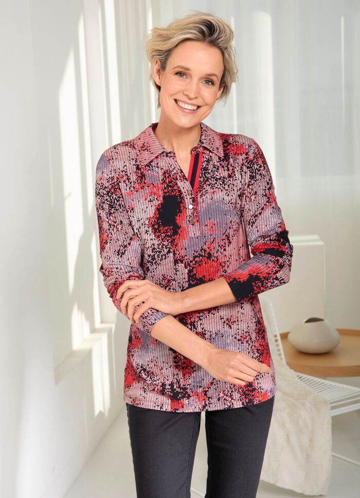 Poloshirt mit Allover-Druck 