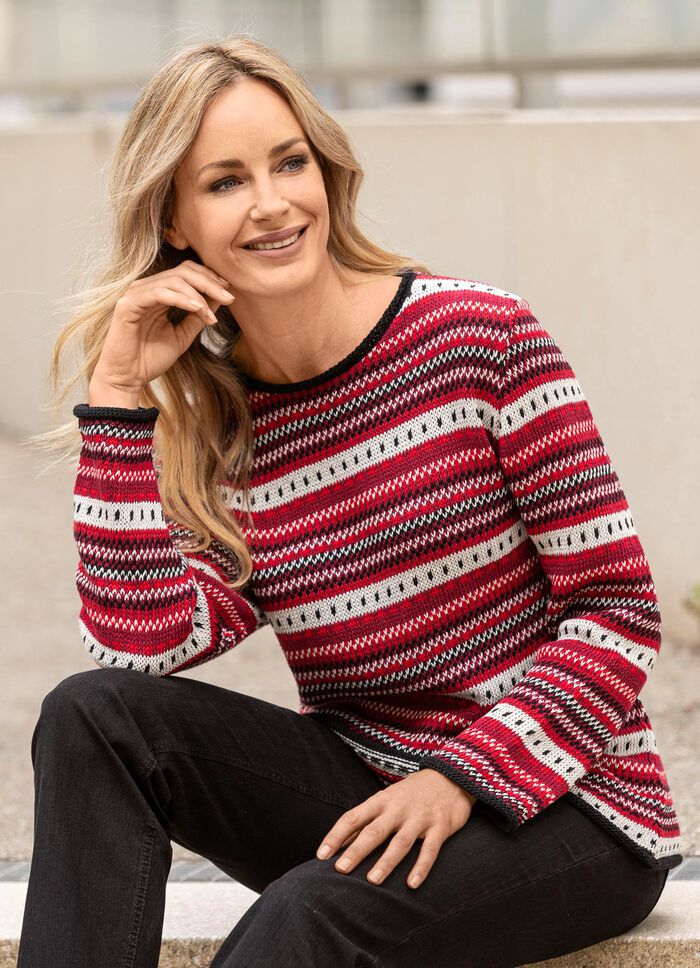 Pullover in dekorativem Ringelmuster 