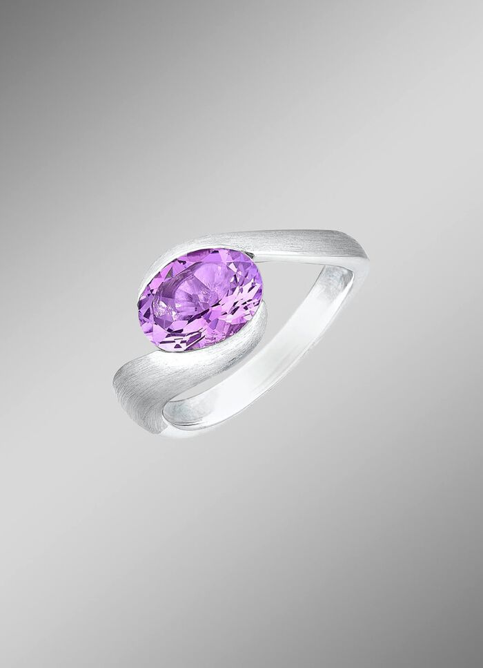 Moderner Damenring mit echt Amethyst 