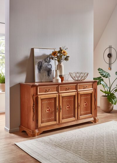 Teilmassive Kommoden mit Intarsien 