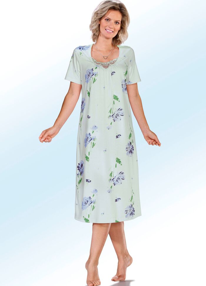 Zweierpack Nachthemden mit kurzen &Auml;rmeln und Spitze 