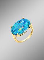 Damenring mit Mosaik-Triplette, beh. 