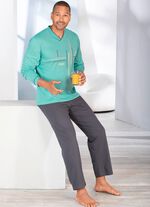 Schlafanzug mit V-Ausschnitt und offenen Abschl&uuml;ssen 