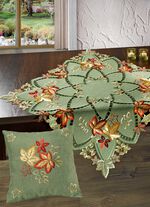 Tisch- und Raumdekoration mit herbstlicher Stickerei 