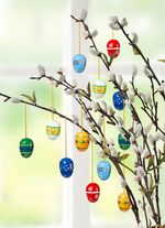 Holz-Eier mit fr&uuml;hlingshaftem Motiv, 12er-Set 