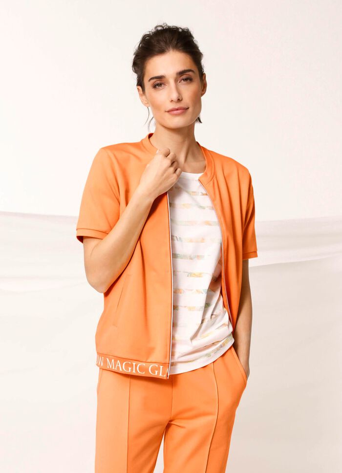 Sweatjacke mit Rippenb&uuml;ndchen 