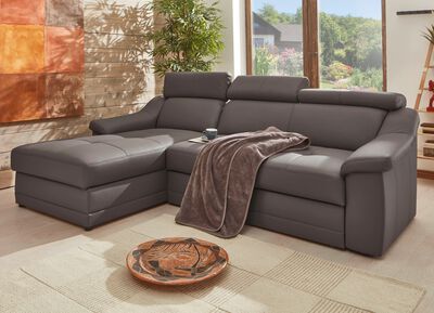 Frei im Raum aufstellbare Polsterecke mit Kopfteilverstellung 