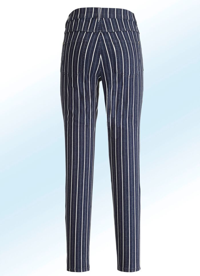 Jeans in aparter Streifendessinierung 