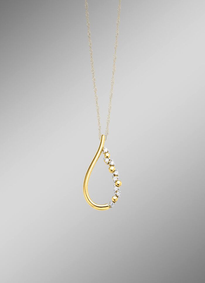 Eleganter Tropfen-Anh&auml;nger mit synth. Zirkonia 