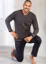 Schlafanzug mit V-Ausschnitt und offenen Abschl&uuml;ssen 