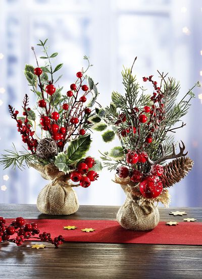 Gesteck im Jutes&auml;ckchen, 2er-Set 